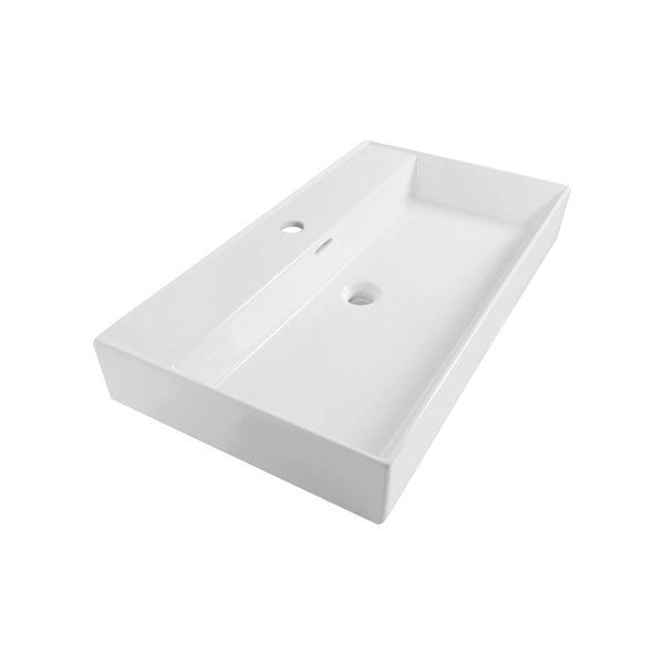 LC19 حوض مستطيل الشكل من سانيكلاس ليجند 80x47x13 سم - حوض واحد - 1 فتحة حنفية واحدة - سيراميك - أبيض