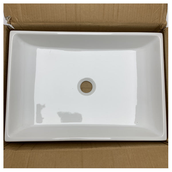 AET Italia Lavabo de cerámica rectangular marino 50cm esmaltado blanco para zonas húmedas