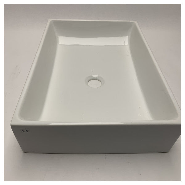 AET Italia Lavabo de cerámica rectangular marino 50cm esmaltado blanco para zonas húmedas