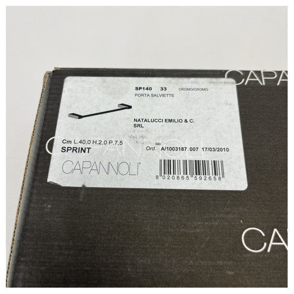 Capannoli Porta asciugamani cromato in acciaio inox 40 x 2 x 7,5 cm - SP140