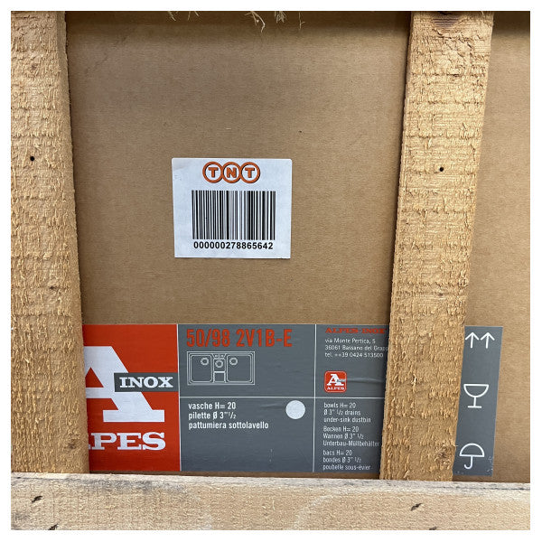 Alpex dubbel diskho i rostfritt stål 50/98 2V1B-E 900 mm