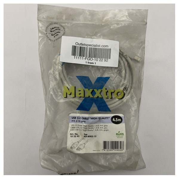 Maxxtro Deniz Elektroniği için Dayanıklı 4,5 m USB 2.0 A-B Kablo - Suya Dayanıklı ve Güvenilir Veri Aktarımı