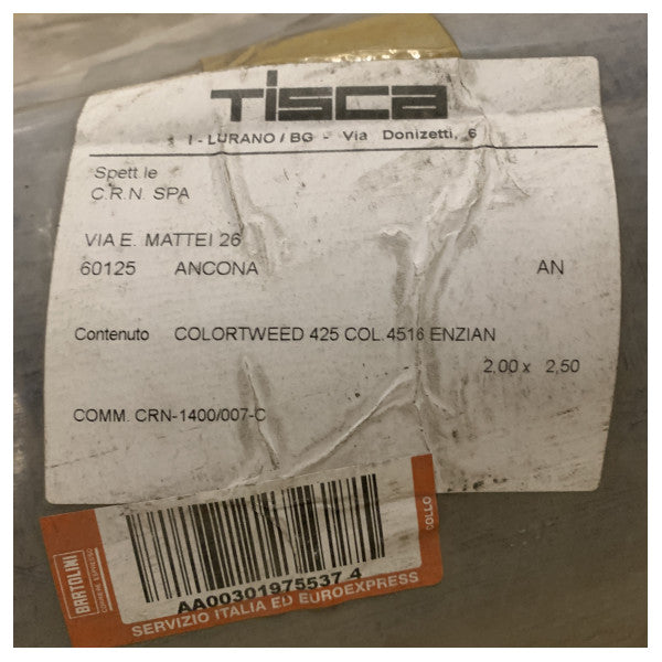 Издръжлив син морски килим Enzian Tisca Tweed 4516 - Устойчиви на атмосферни влияния морски настилки