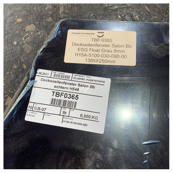 Hanse Yachts Glas-Einsatz für Hanse 548 Deckfenster Salon Steuerbordseite achtern 8 mm - TBF0365