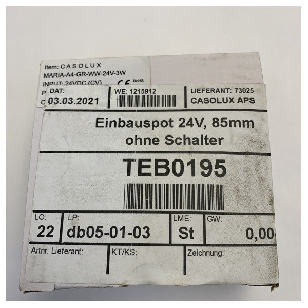 Casolux Maria A4 build in Recessed Downlight Spot 58-68 Lm/w 12/24V 3000K