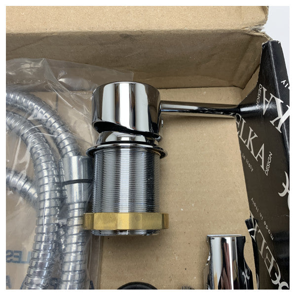 ELKA ART.4050 Parlak Krom Deniz Duş Bataryası - Esnek Hortumlu Dayanıklı, Kompakt Tekne Bataryası