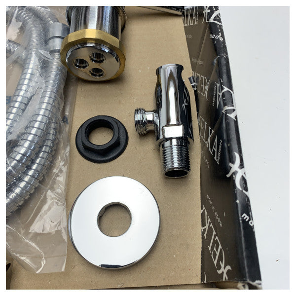 ELKA ART.4050 Parlak Krom Deniz Duş Bataryası - Esnek Hortumlu Dayanıklı, Kompakt Tekne Bataryası