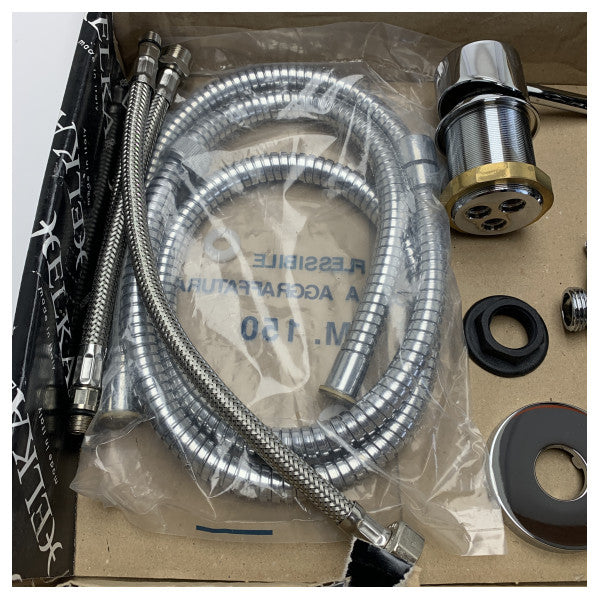 ELKA ART.4050 Parlak Krom Deniz Duş Bataryası - Esnek Hortumlu Dayanıklı, Kompakt Tekne Bataryası