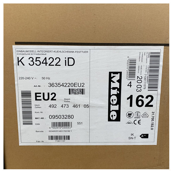 Miele K35422 ID Ibni fil-friġġ 250L 140 cm - 230V 50Hz