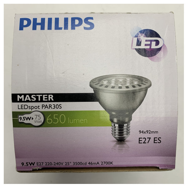Philips 9.5W LED E27 Spot Lamp for Marine Indoor & Outdoor Use - Dimmable Warm White Light