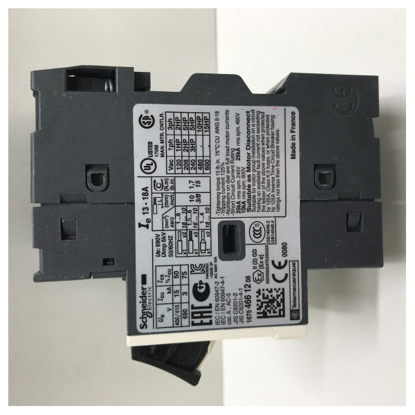 Schneider Electricin säädettävä moottorin suojakytkin GV2ME20 merenkulkuun ja teollisuuskäyttöön.