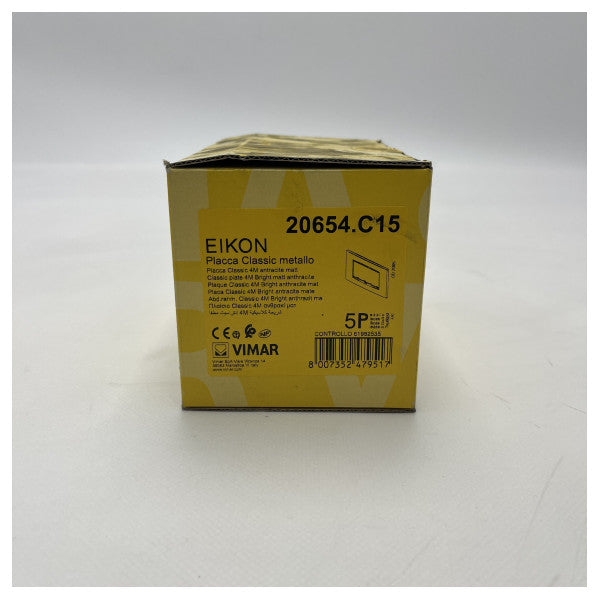 Vimar Eikon Classic 4M Metal Cover Plate Matt Anthracite - Plaque frontale durable pour interrupteur et prise de courant de qualité marine