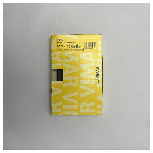 Vimar Eikon Classic 4M Metal Cover Plate Matt Anthracite - Plaque frontale durable pour interrupteur et prise de courant de qualité marine