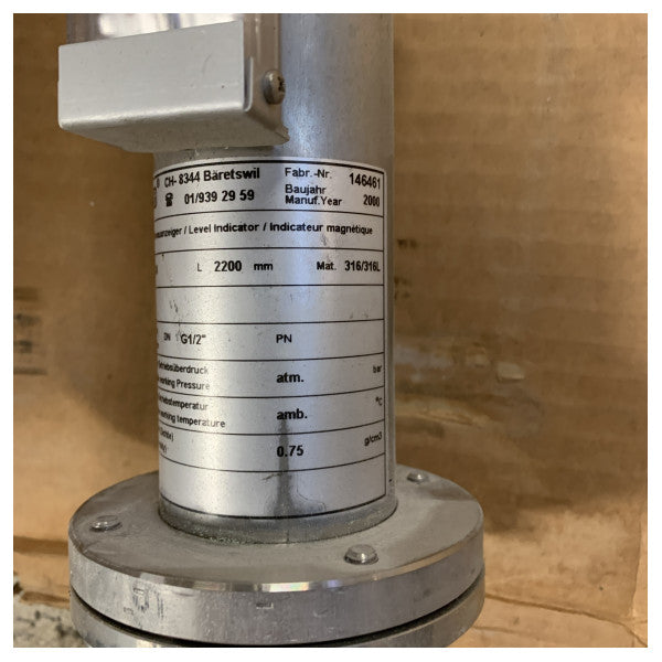 VEKA Visual Floater 23024/PN16 Edelstahl-Füllstandsanzeiger für Tanks und Rohrleitungen in Marinequalität