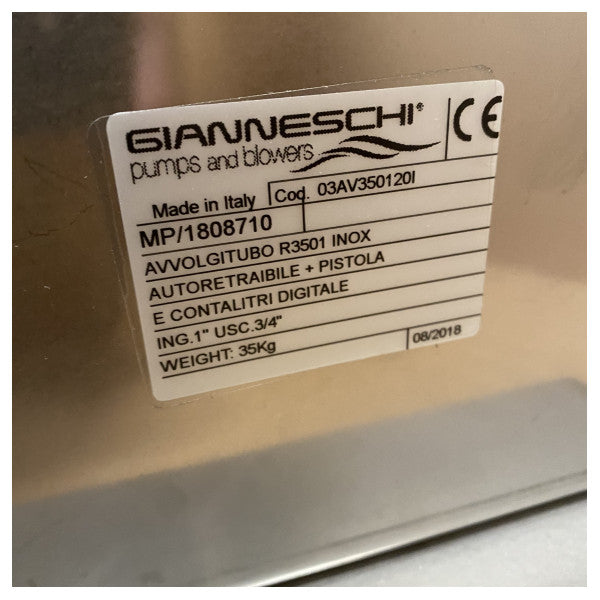 Mangueira de aço inoxidável Gianneschi para combustível e óleo com enrolador de mangueira - 03AV350120I