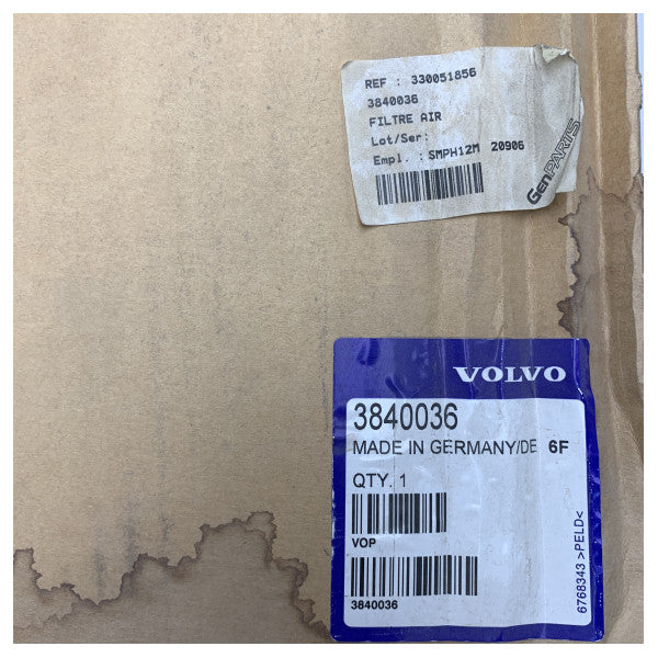 Inserção do filtro de ar do motor Volvo Penta 3840036
