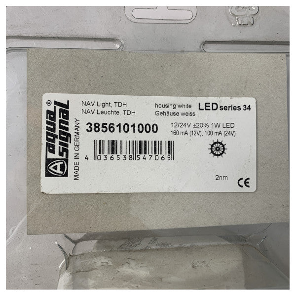 Aqua Signal sarja 34 3-värinen navigointivalo LED valkoinen - 3856101000