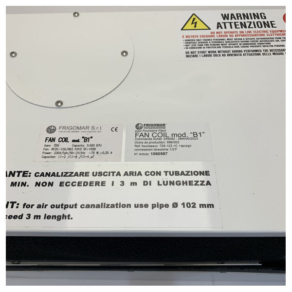 Frigomar 728 Ναυτική Μονάδα Fancoil για Κλιματισμό 230V - 5000 BTU