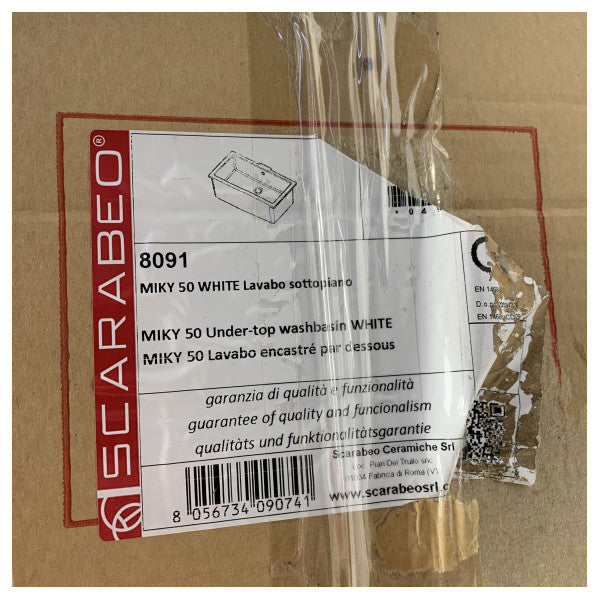 Scarabeo Fregadero Cerámico Bajo Encimera 50cm Blanco - Lavabo Duradero de Calidad Marina para Cocina y Baño