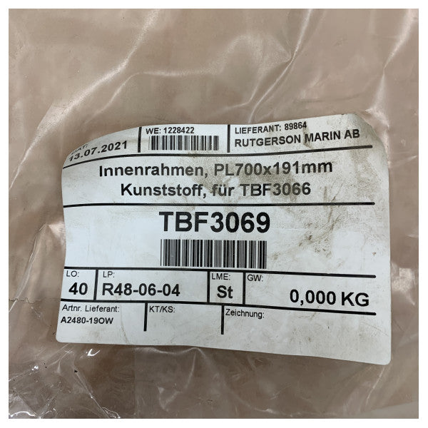 Rutgerson Hållbar Plast Inre Ram för Rektangulär Portlight - A2480-19OW