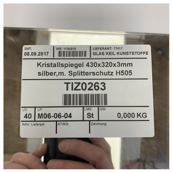 Високоякісне безпечне скляне дзеркало 430x320мм - міцне морське кришталеве дзеркало