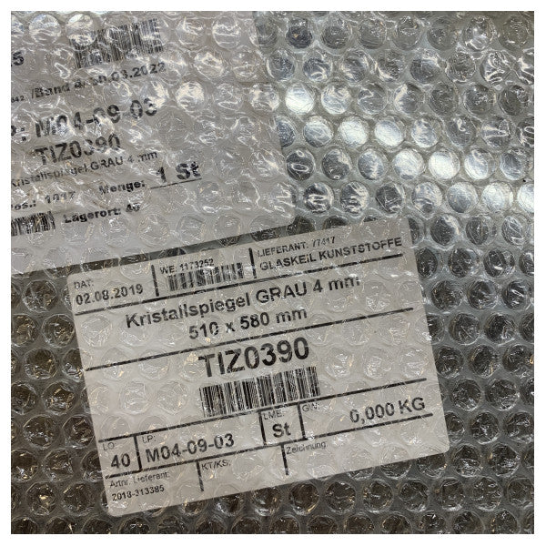 Miroir en verre marin Hanse Grey Crystal 4mm - Miroir en verre durable 510x580mm pour bateaux et yachts