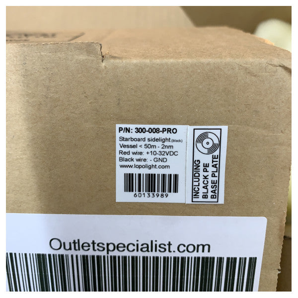 Lopolight 300-008-PRO Horisontal styrbord side navigasjonslys svart 2nm 12/24V