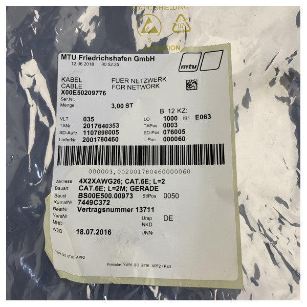 3x MTU X00E50209776 كابل اتصال الشبكة للمحرك