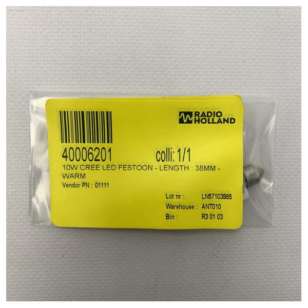 Kraftige 10W CREE LED-festoner - 38 mm varmt hvidt lys med høj effektivitet