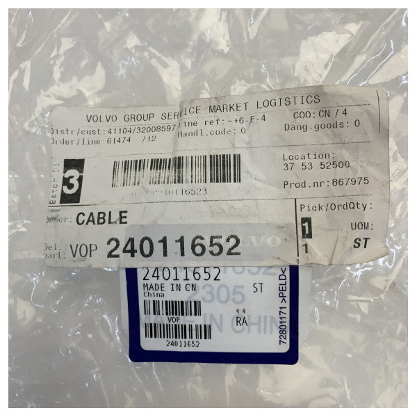 Volvo Penta DGPS antennkabel för dynamiskt positionssystem EVC 2.0 - 24011652