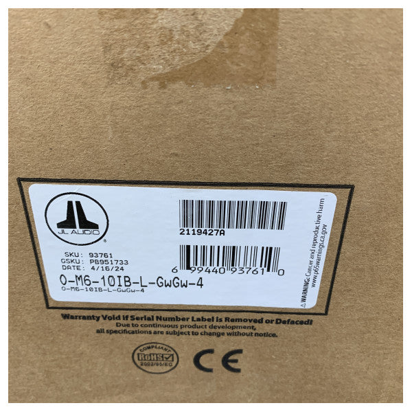 JL Audio M6-10IB-L-GWGW-4 マリン防水サブウーファー 250W - 93761 1805543A
