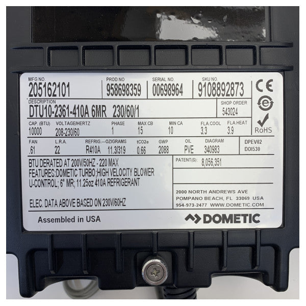 Dometic DTU10 10.000 BTU frittstående klimaanlegg 230V / 60 Hz