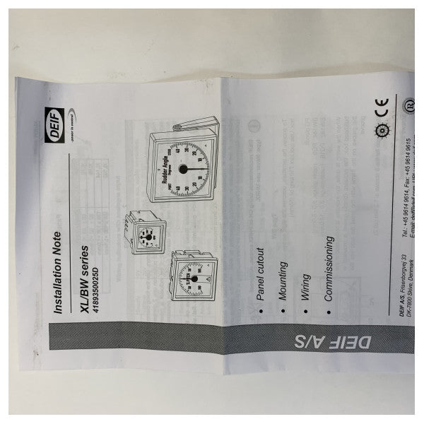 مؤشر زاوية الدفة Deif XL144 عرض 24 فولت 45 درجة