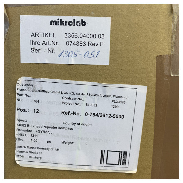 スペリー・マリン バルクヘッド ステアリング リピータ コンパス 5016AC - 074883-0001-000