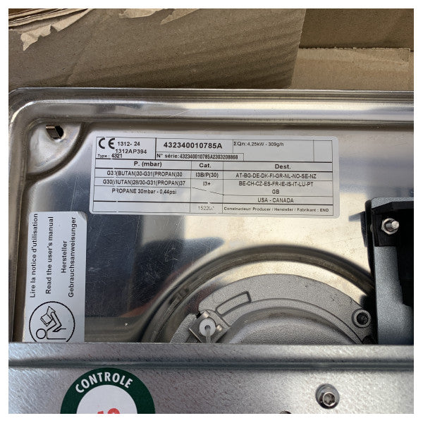 موقد غاز مدمج من الفولاذ المقاوم للصدأ ENQ 2 شعلة -432340010785