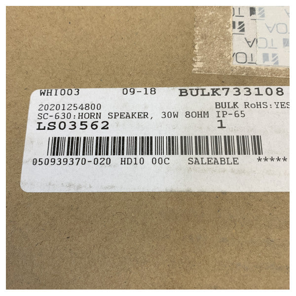 TOA SC-630M 30W White Horn Speaker IP65 Grigju