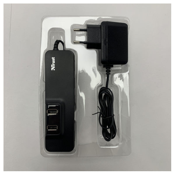 Korkealaatuinen 7-porttinen USB 2.0 -keskitin virtalähteellä ���� Kompakti ja luotettava PC- ja kannettavien tietokoneiden liitettävyyteen