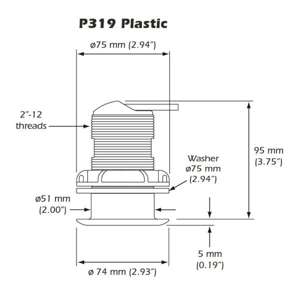 Trasduttore di profondità Raymarine M78713-PZ P319 Tru-Hull