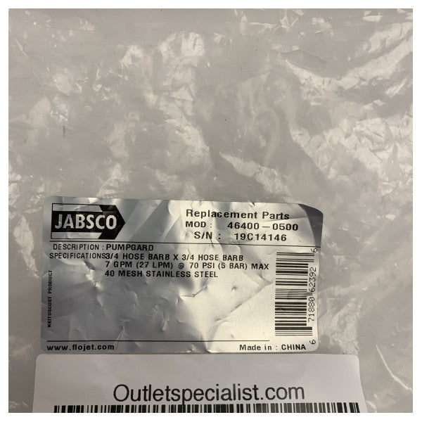 Jabsco 46400-0000 ferskvannfilter for fint avfall 19 mm