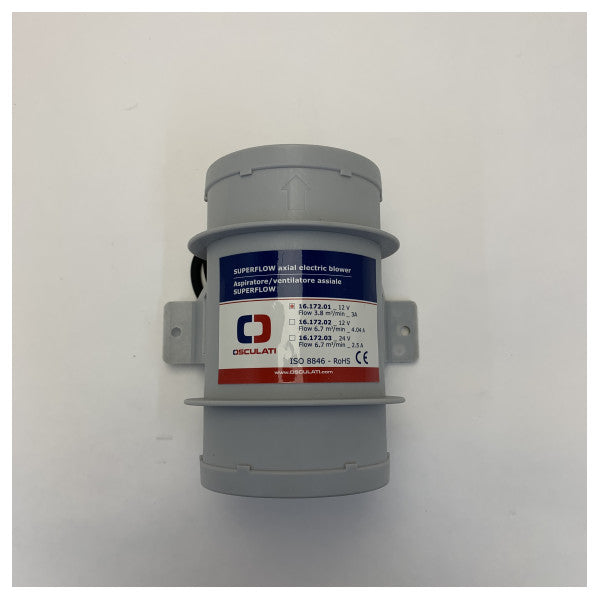 Osculati In-Line ventilator za cirkulaciju u strojarnici D79 mm - 3.8M3 12V - 1617201