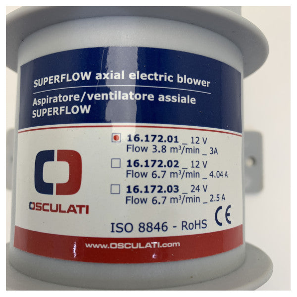 Osculati In-Line ventilator za cirkulaciju u strojarnici D79 mm - 3.8M3 12V - 1617201