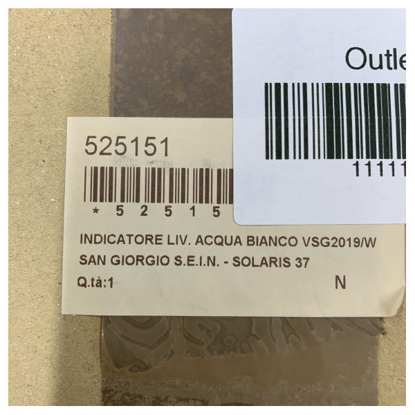 San Giorgio VSG2019/W White Water Tank Level Indicator Gauge