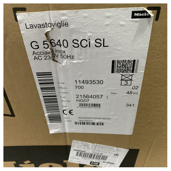 Miele G5640 Sci SL Built-In 45 CM Dishwasher Silver