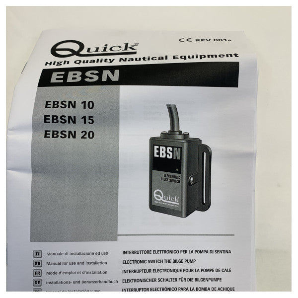 Interruptor de Bomba de Porão Elétrica EBSN20 Rápido Preto 20A