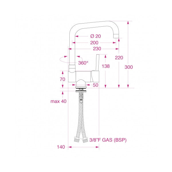 Barka ML1600T Enkelt Håndtak Sammenleggbar Mikserkran med Svivel