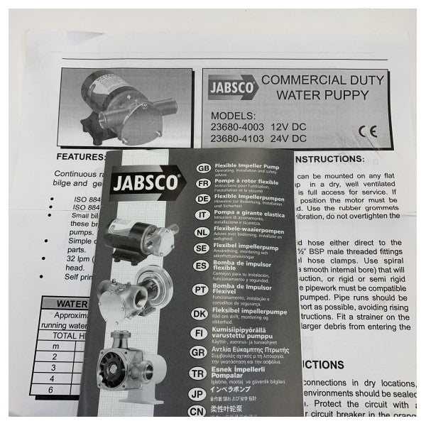 Jabsco 23680-4003 12V raskas kaupallinen makean veden pumppu 32L/min