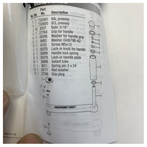 Harken B8AL Manual Sheet Winch Handle Black with Lock 200 mm
