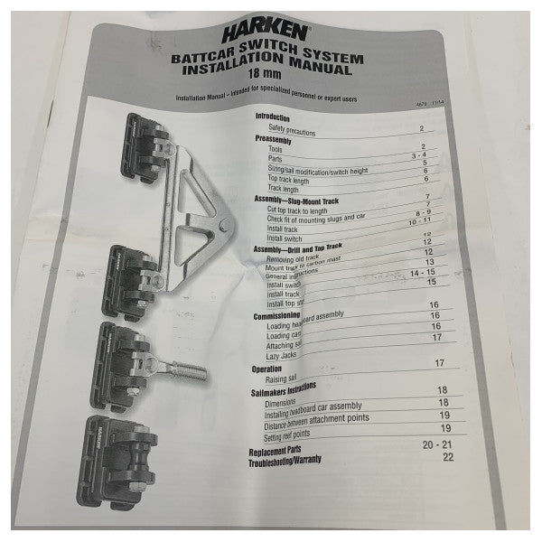 Harken 18mm Switch Headboard Car Assembly