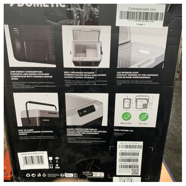 Dometic CFF-18 Kompresorom hlađena rashladna kutija 19L 12/24/230V Siva - 9620001948