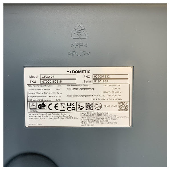 Dometic Caja de enfriamiento CFX2 Compresor 28L 12/24/230V Ocean - 97000150815